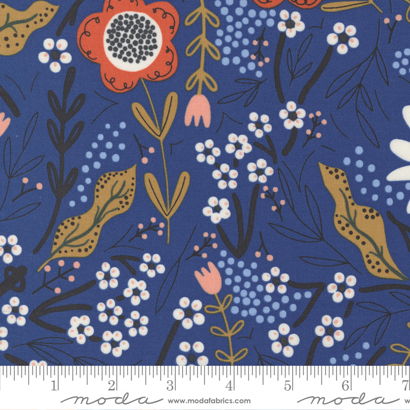 Gingiber, Birdsong 48351-15 Bluebird July Floral puuvillakangas