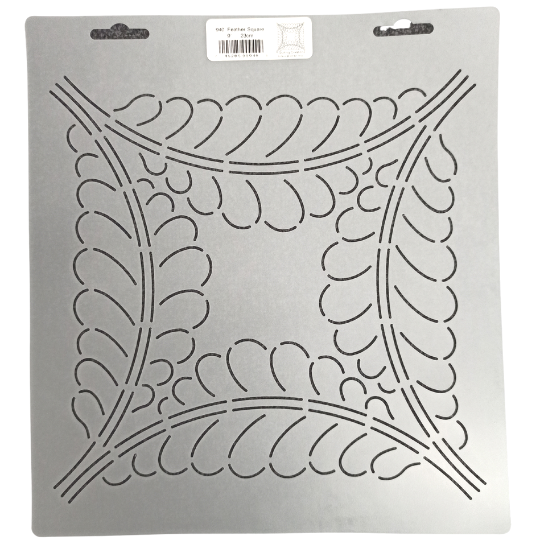 Q-Stencil Feather Square 9" 0940 -tikkauskuvion piirtokaavain sapluuna