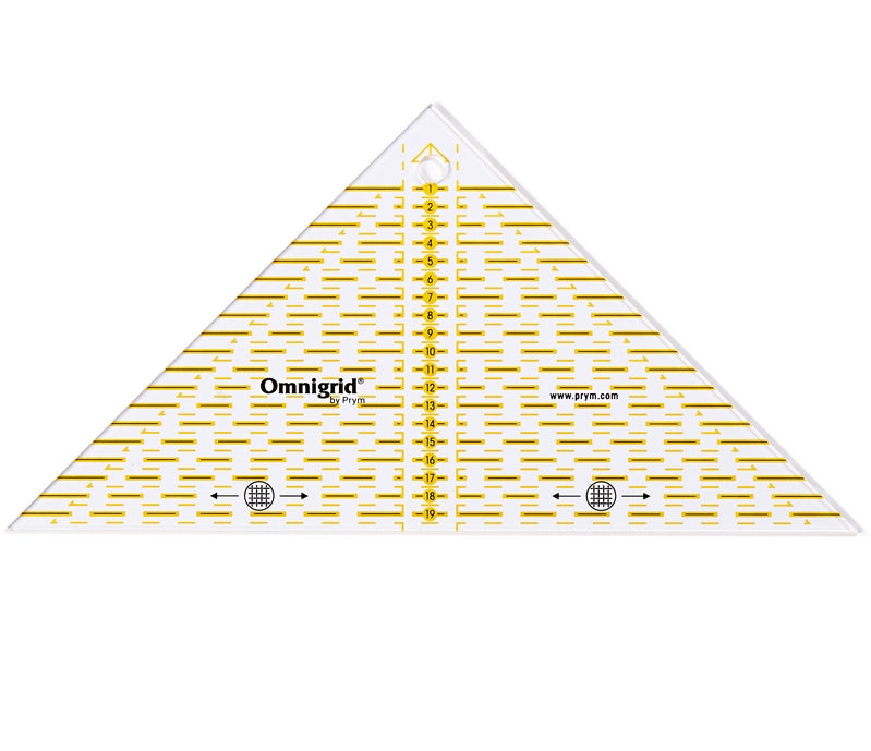 Prym Omnigrid Jaunty Triangle kolmio viivain 1/4 neliö 20 cm asti