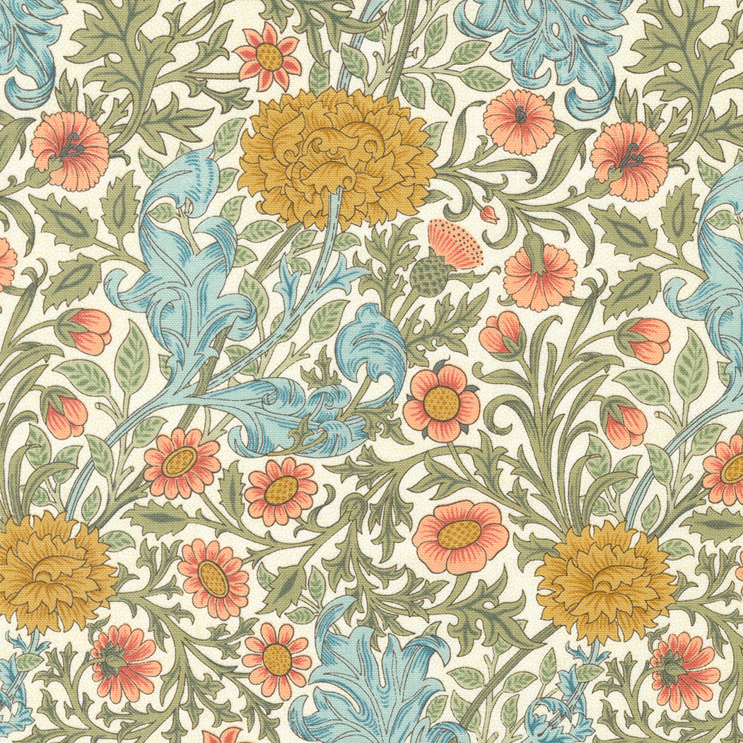 Barbara Brackman, Morris Meadow 8371-11 Double Boughs Porcelain Cotton Fabric