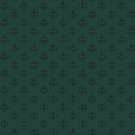 Kim Diehl, Right As Rain - Teal Fleur De Lis 9831-77 puuvillakangas
