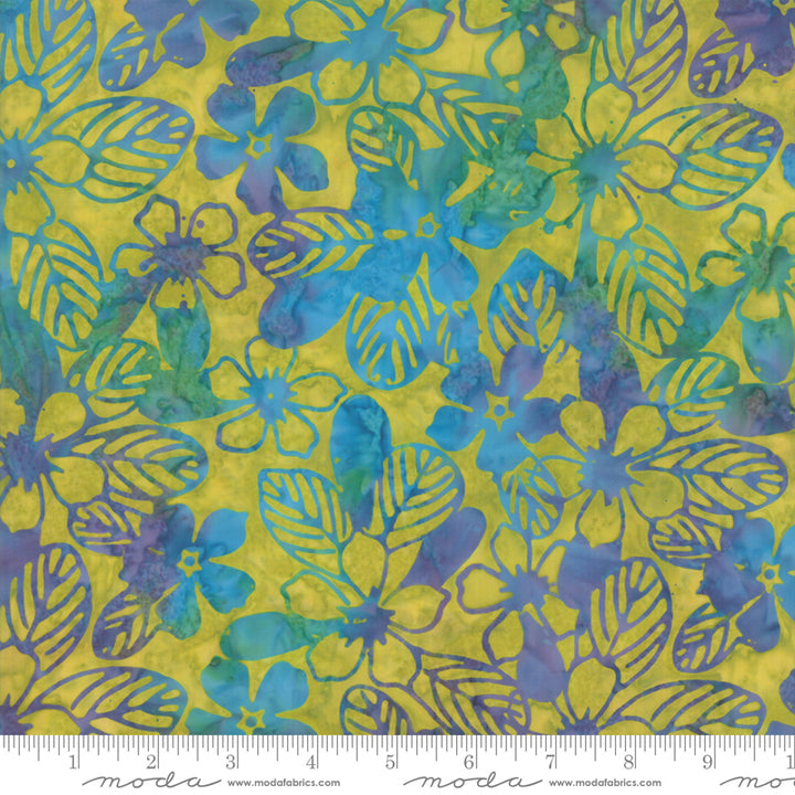 Aloha Batiks -kokoelman 4356-36 Daybreak batiikkipuuvillakangas, sinivihreä kangas ainutlaatuisilla batiikkikuvioilla.