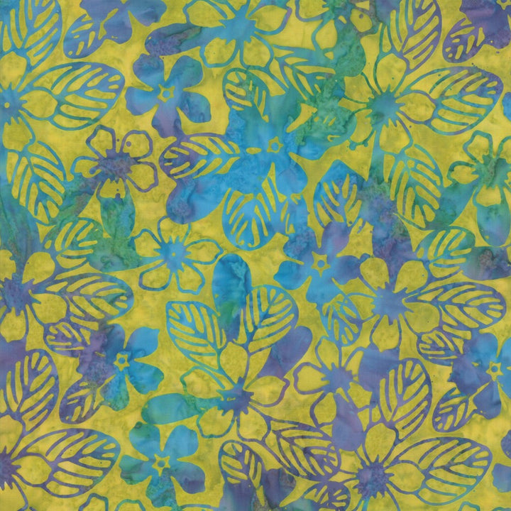 Aloha Batiks -kokoelman 4356-36 Daybreak batiikkipuuvillakangas, sinivihreä kangas ainutlaatuisilla batiikkikuvioilla.