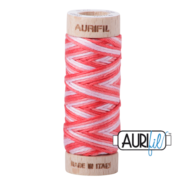 Aurifil Floss 10wt 4668 Strawberry Parfait - Variegated 100% puuvilla -ompelulanka pieni