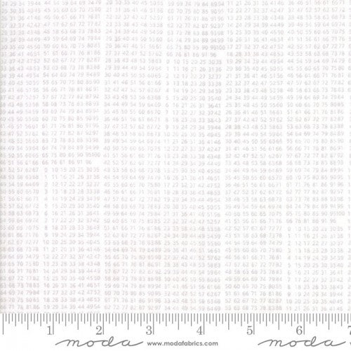 Valkoinen puuvillakangas numerokuviolla, BasicGrey Compositions 30456-12 Key White.