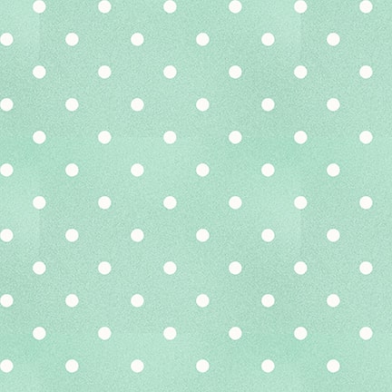 Turkoosin puuvillakangas täpläkuviolla, Bella Coco Studios Tweets & Threads -kokoelma, Polka Dots Sky Blue 3003-17.