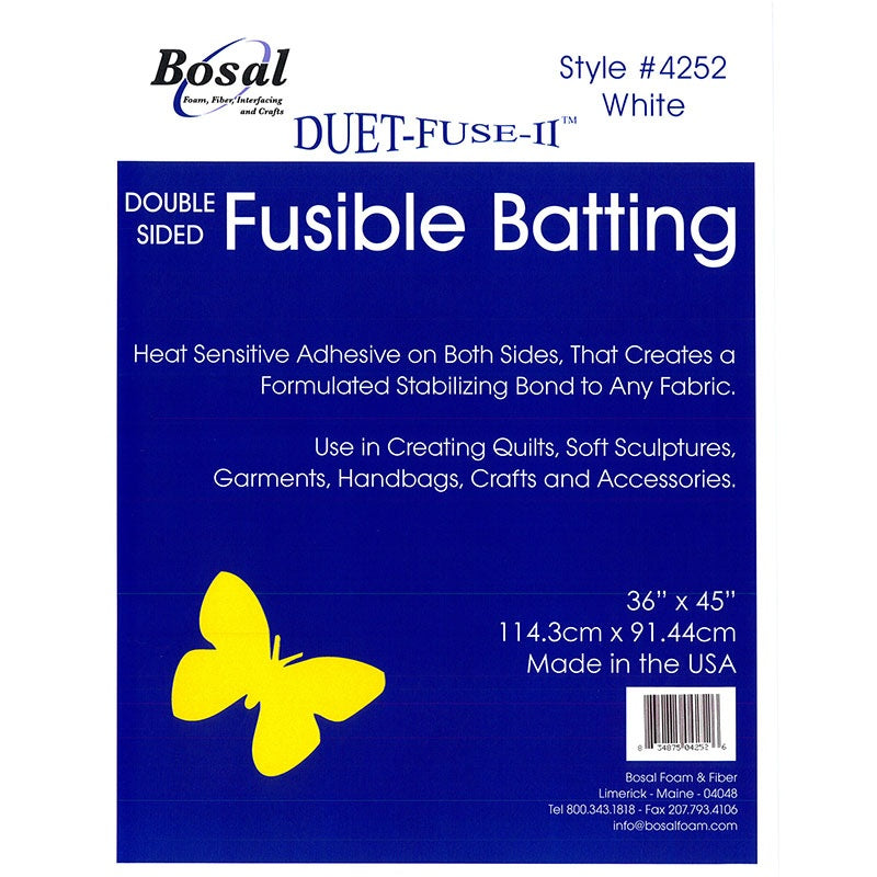 Bosal Duet Fuse II Fusible Batting 45'' x 36'', kahdelta puolelta tarttuva vanu