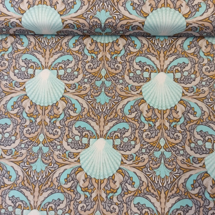 Tilda, Cotton Beach 100326 Scallop Shell Grey puuvillakangas