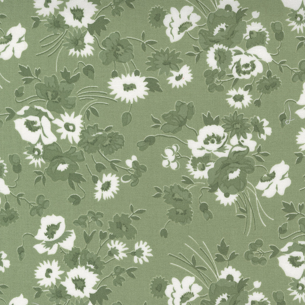 Camille Roskelley Nantucket Summer Summerset Grass -puuvillakangas, kaunis vihreä sävy, sopii tilkkutöihin ja ompeluprojekteihin.