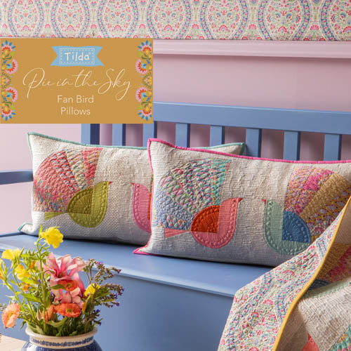 Tilda Pie in the Sky Fan Bird Pillows Pattern, quilting pillow pattern, FREE