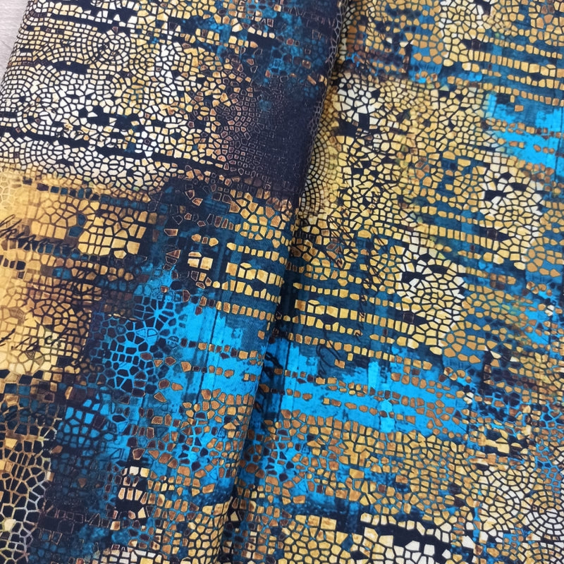 Tim Holtz, Abandoned Glided Mosaic - Gold PWTH140.GOLD puuvillakangas