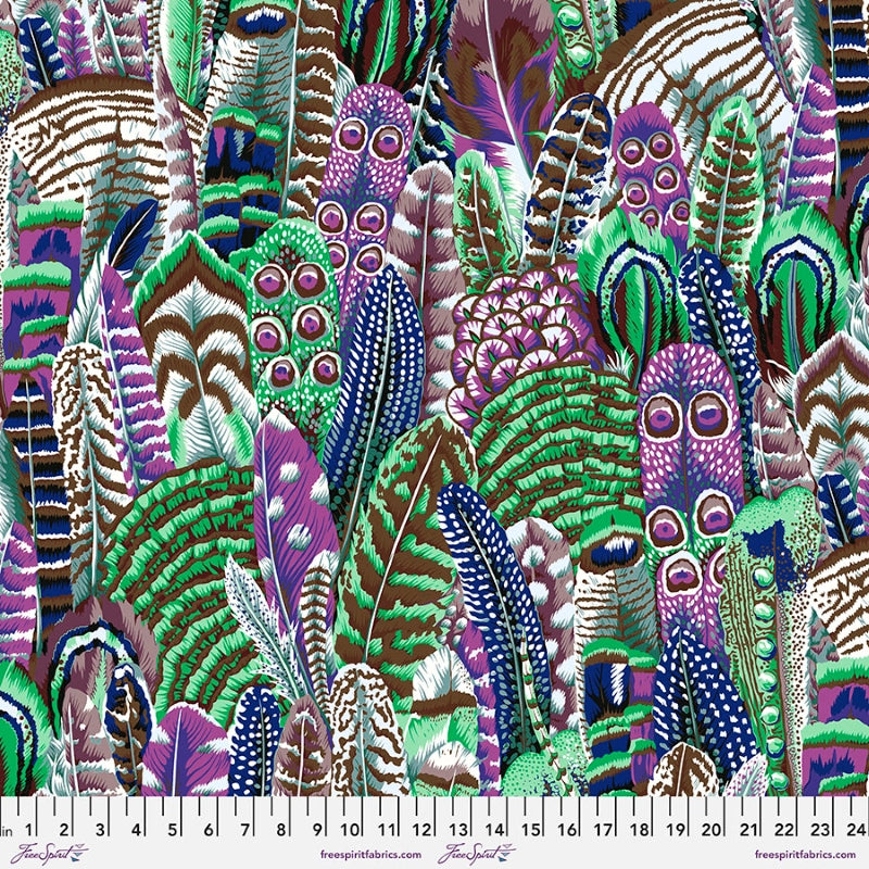 Kaffe Fassett Collectiven Spring 2022 kokoelman Feathers Contrast PWPJ055.CONTRAST puuvillakangas, kauniit sulkakuviot