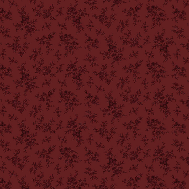 Kim Diehlin Harvest Hill kokoelmasta Cranberry Floral 9910-88 puuvillakangas, klassinen kukkakokuviot punaisella taustalla, täydellinen tilkkutöihin ja ompeluprojekteihin