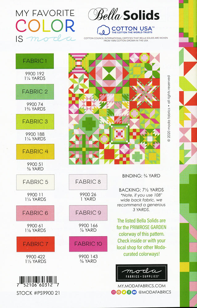 My Favorite Color is Moda Sampler -tilkkutyömalliopas, 42-sivuinen paperiversio, 81 x 99 tuuman tilkkutöihin