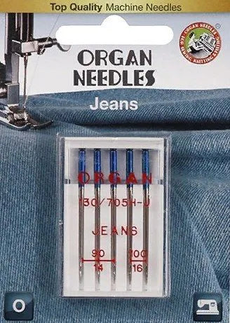 Ompelukoneneula: Organ Jeans 90-100 5 kpl