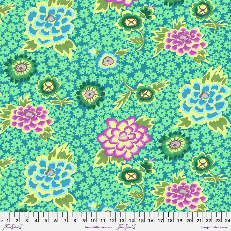 Kaffe Fassett, Spring 2022 Charlotte - Teal PWGP186.TEAL puuvillakangas