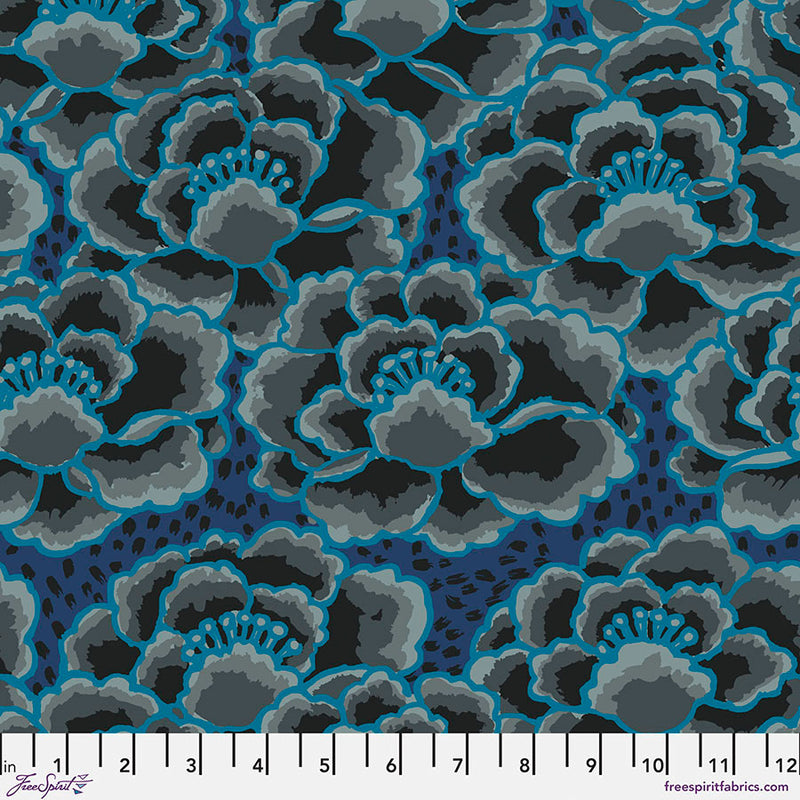 Kaffe Fassett, Spring 2023 Tonal Floral, Charcoal PWGP197.CHARCOAL puuvillakangas