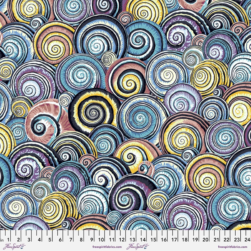 Kaffe Fassett Collective - Spiral Shells Contrast PWPJ073.CONTRAST puuvillakangas