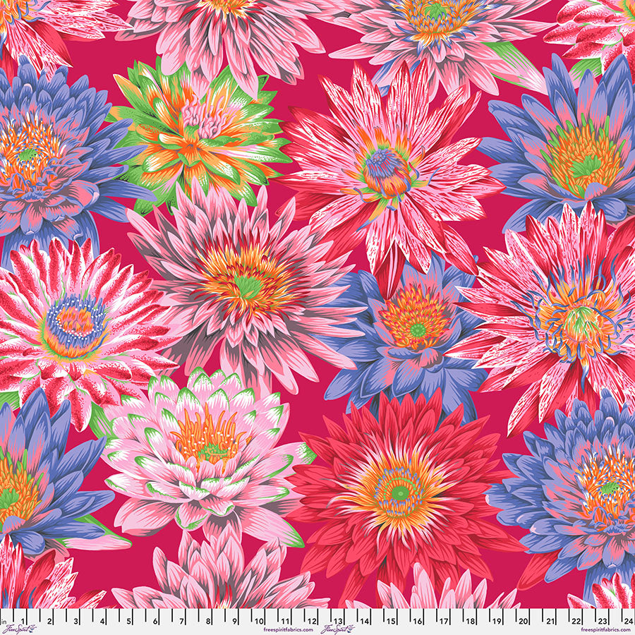 Kaffe Fassett, August 2023 - Tropical Water Lilies, Red PWPJ119.RED puuvillakangas