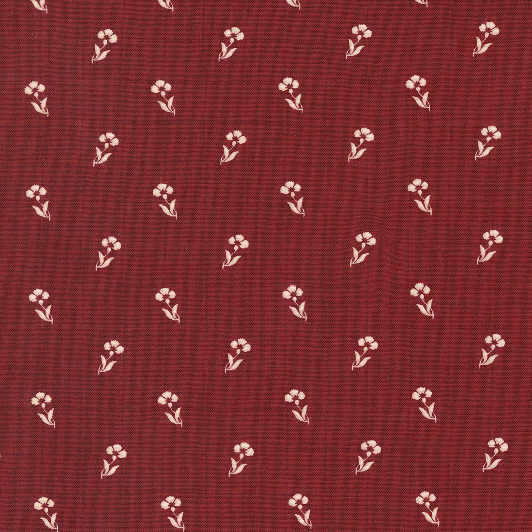 Primitive Gatherings Red and White Gatherings 49193-15 Burgundy Carnation -puuvillakangas, syvänpunainen kukkakuosi