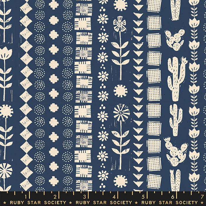 Ruby Star Society, Heirloom, Garden Rows Bluebell RS4023-18 valkaisematon puuvillakangas