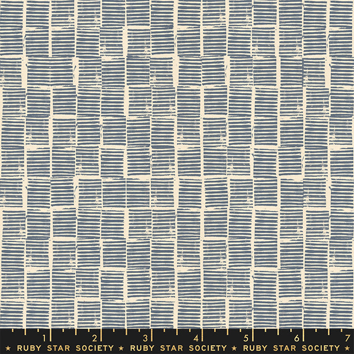 Star Society, Heirloom, Stripe Stamp Blue Stat RS4029-15 valkaisematon puuvillakangas