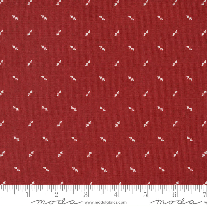 Primitive Gatherings Red and White Gatherings 49197-14 Crimson Sweet Pea -puuvillakangas, syvänpunainen kuosi, 100% puuvillaa, leveys ~110 cm