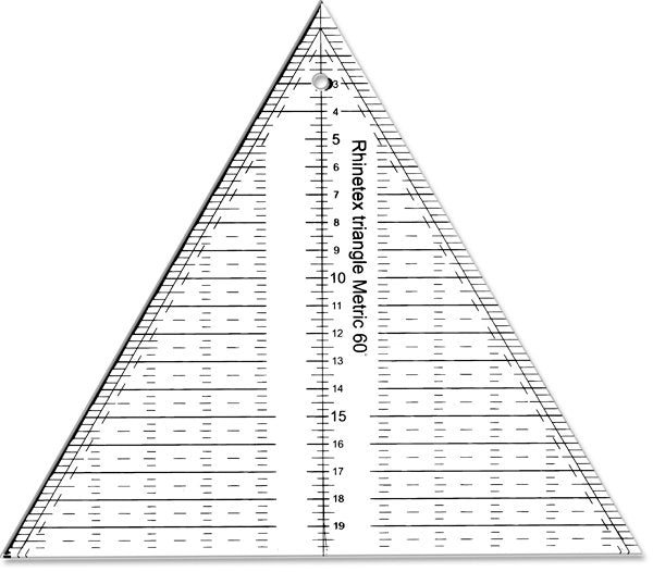 Triangular ruler, 60°, centimeter