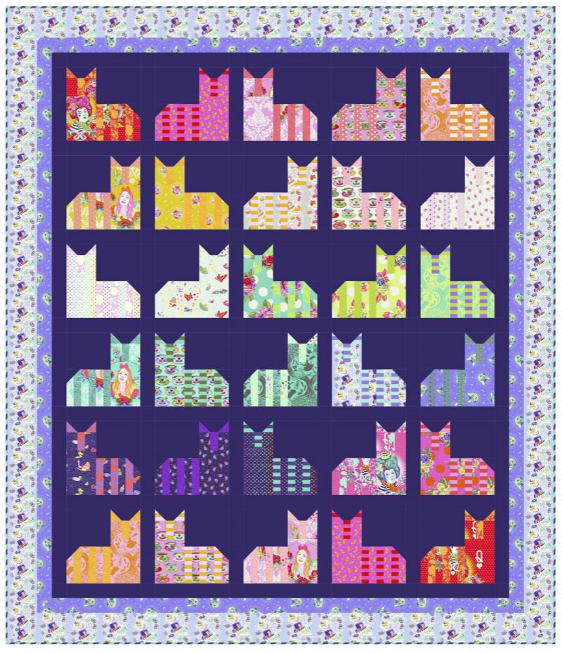 Cheshire Cats Diva Quilt - Curiouser and Curiouser quilt pattern FREE