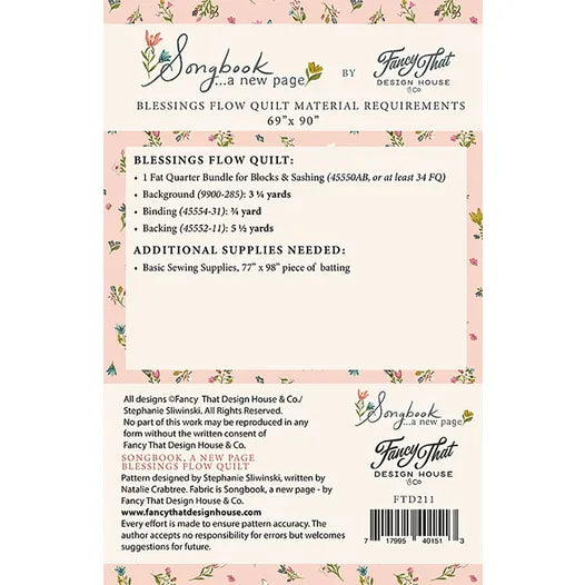 Blessings Flow Quilt Pattern Fancy That Design House G-FTD-211 tilkkutyöohje