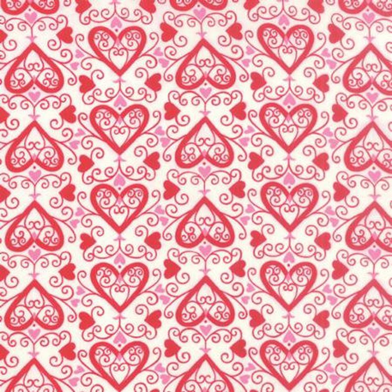 Deb Strain - Ever After, Ivory Red 19743 12 cotton fabric