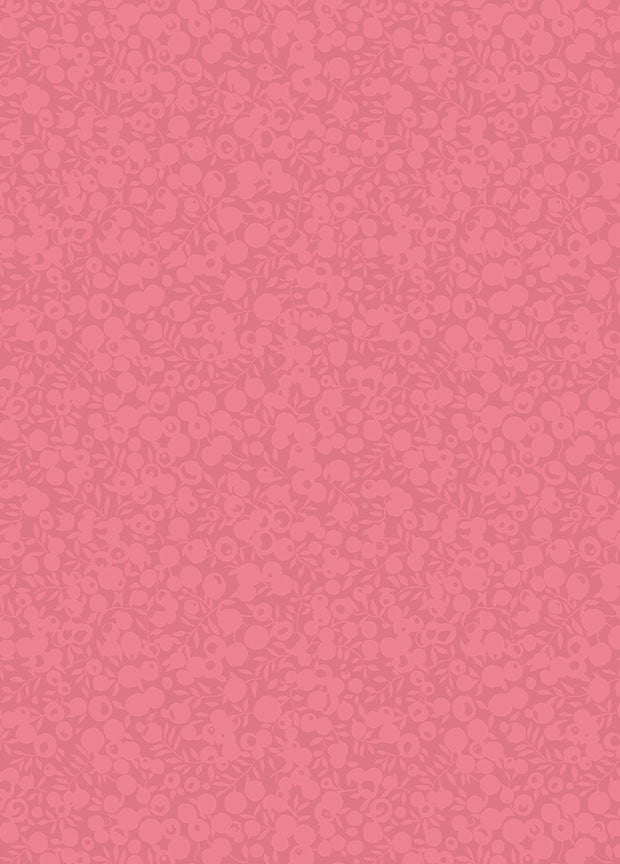 Wiltshire Shadow - Rhubarb puuvillakangas, vaaleanpunainen marja- ja lehtikuosi.