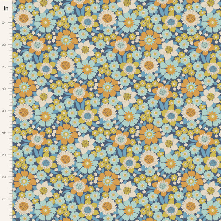 Tilda - Wallflower Fat Quarter Bundle Blue Cotton Fabrics