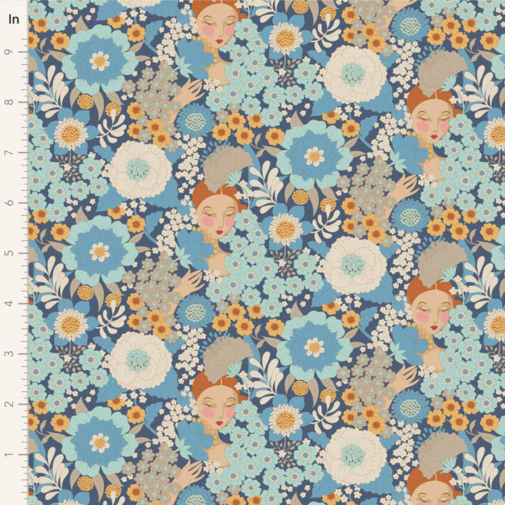 Tilda - Wallflower Fat Quarter Bundle Blue Cotton Fabrics