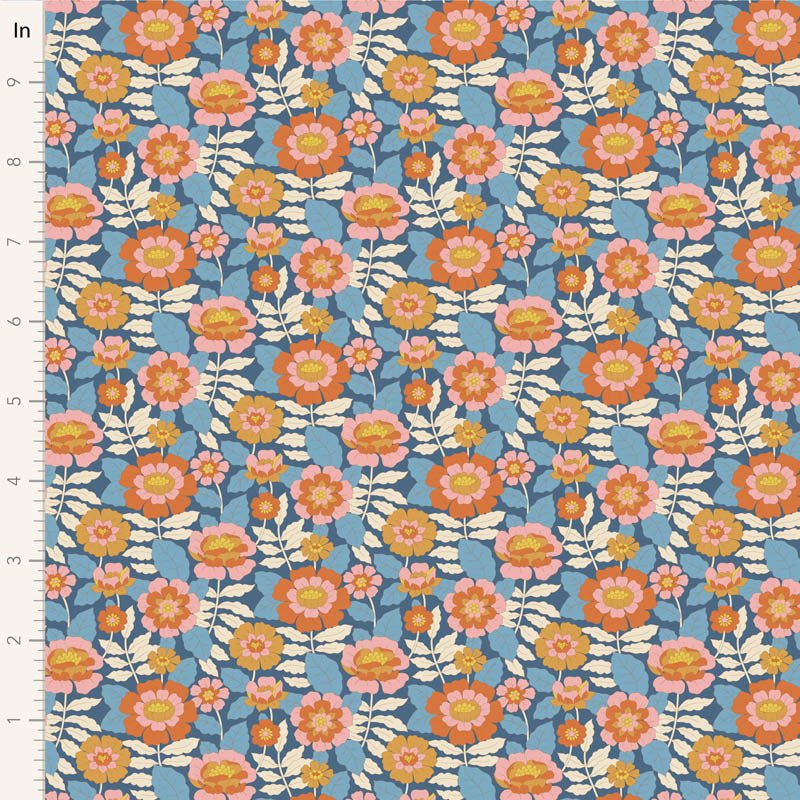 Tilda - Wallflower Fat Quarter Bundle Blue Cotton Fabrics