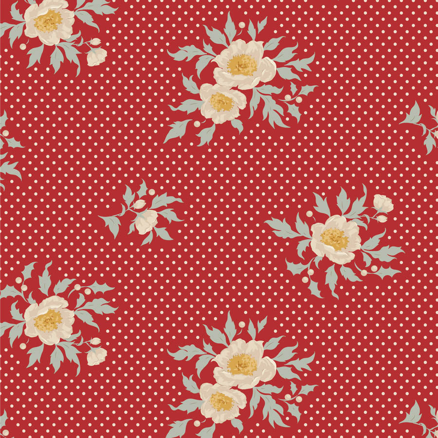 Tilda - Merry Little Christmas Red Fat Quarter Bundle, 5 bomullstyger