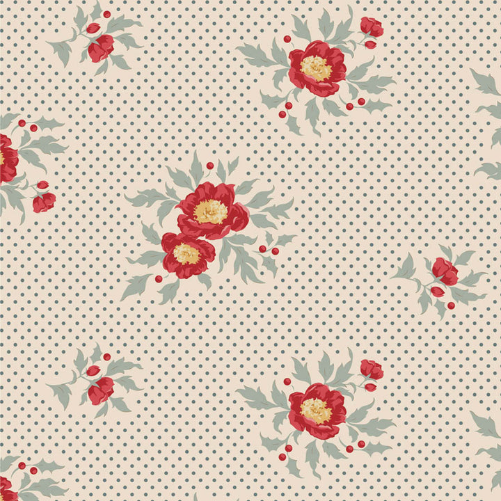Tilda - Merry Little Christmas ljusblå Fat Quarter-paket, 5 st bomullstyger