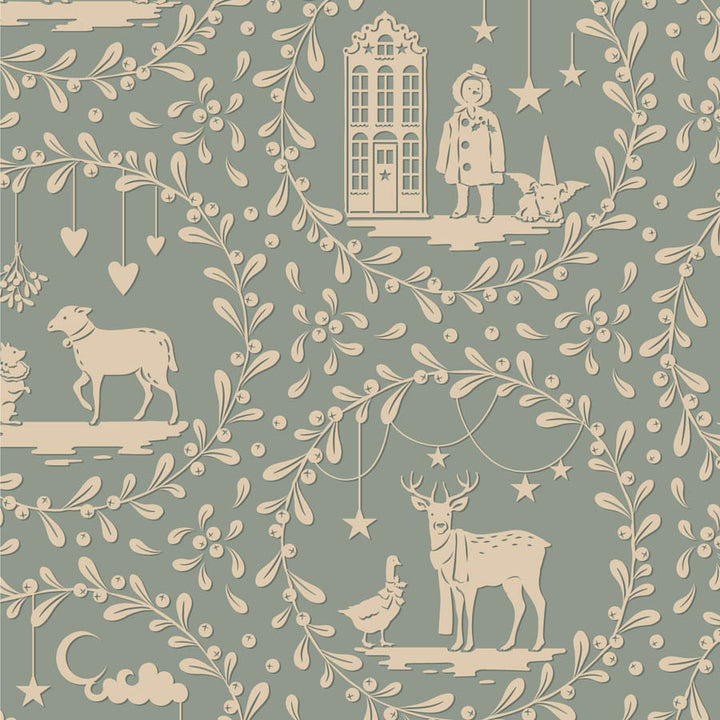 Tilda - Merry Little Christmas ljusblå Fat Quarter-paket, 5 st bomullstyger