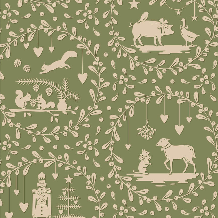 Tilda - Merry Little Christmas Grönt Fat Quarter-paket, 5 bomullstyger