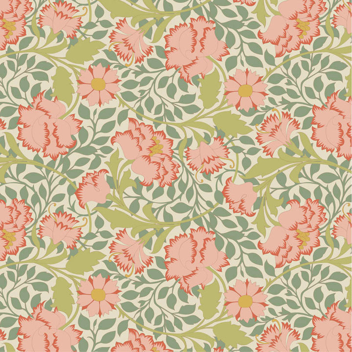 Tilda - Songbird Vihreä -nippu, 5kpl puuvillakankaita