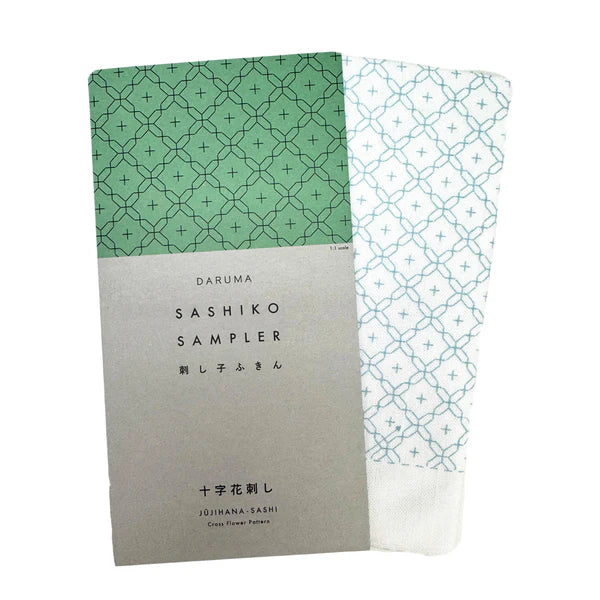 Daruma Hana Fukin sashiko kirjontakangas jūjihana-sashi valkoinen 34x34 cm