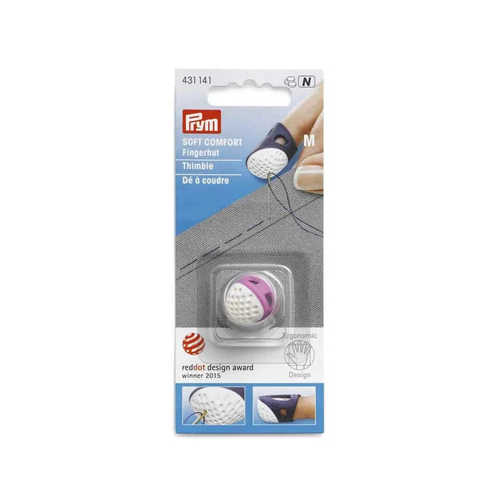 Prym Soft Comfort ergonominen -sormustin M, pinkki ja valkoinen kärki