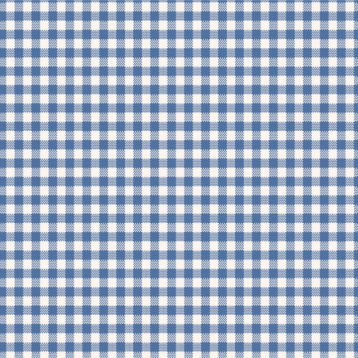 Tilda Wideback Basics Gingham Blue lankavärjätty ruutukangas sinisenä ja luonnonvalkoisena, leveys 274 cm