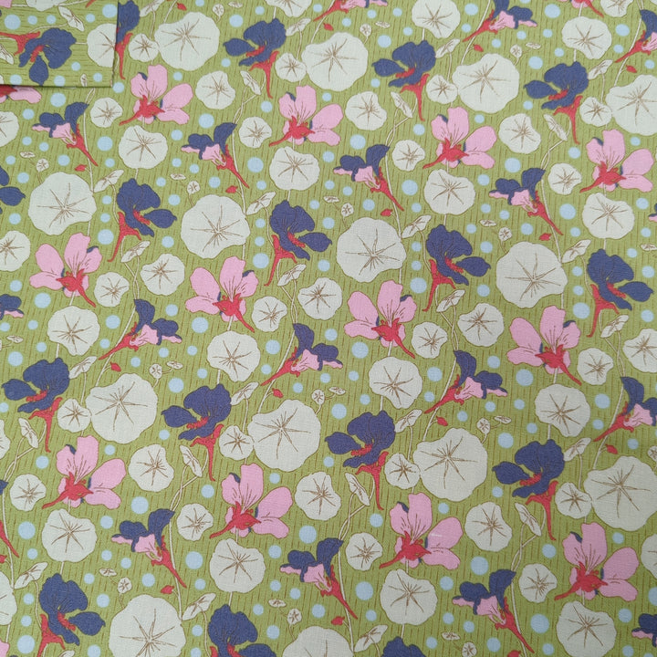 Tilda, Gardenlife 100311 Nasturtium Green cotton fabric