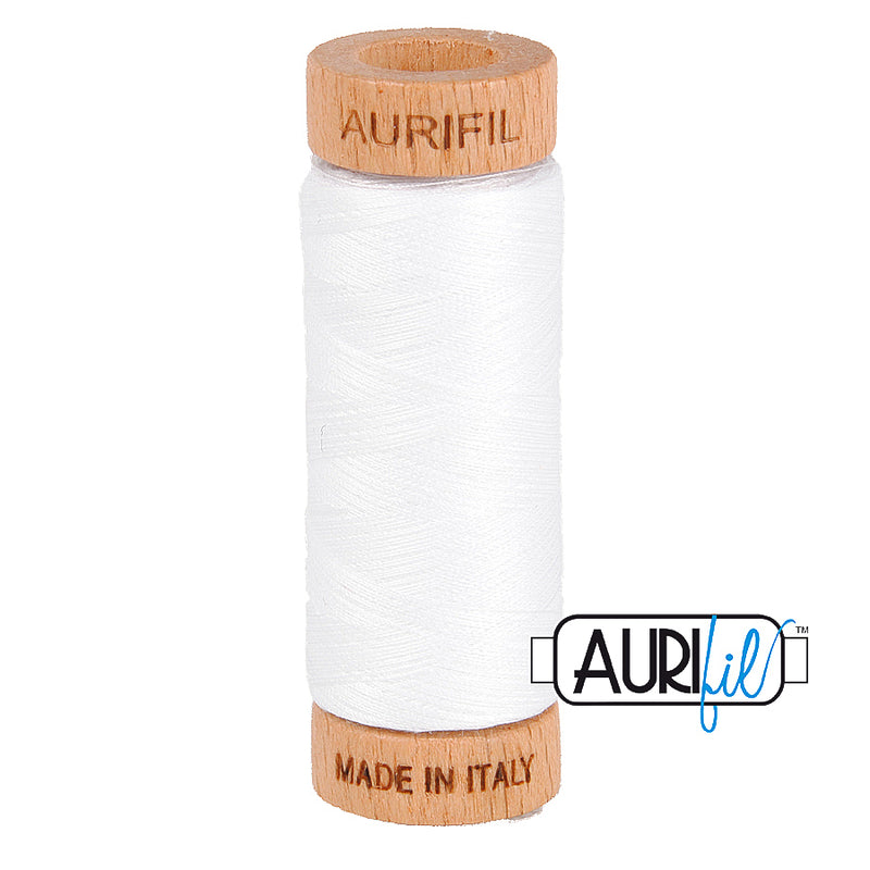 Aurifil 80wt 2024 White - ohut puuvillalanka käsinompeluun ja tilkkutöihin