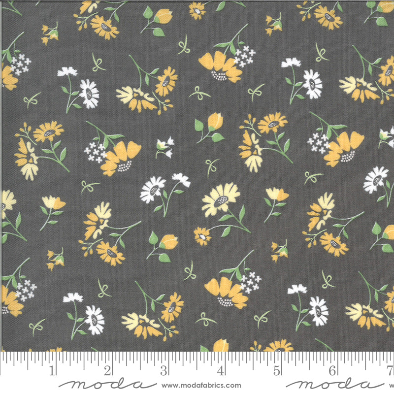Corey Yoder, Spring Brook 29111-13 Slate Daisies Cotton Fabric