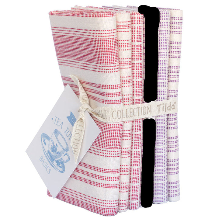 Tilda - Kökshandduk Basics Fat Quarter tygbunt röd/lila 5 st