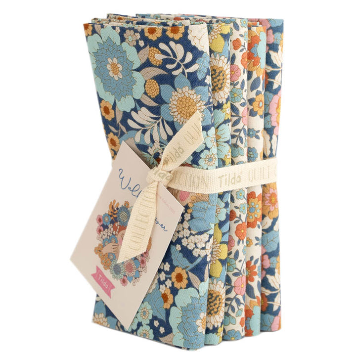 Tilda - Wallflower Fat Quarter Bundle Blue Cotton Fabrics