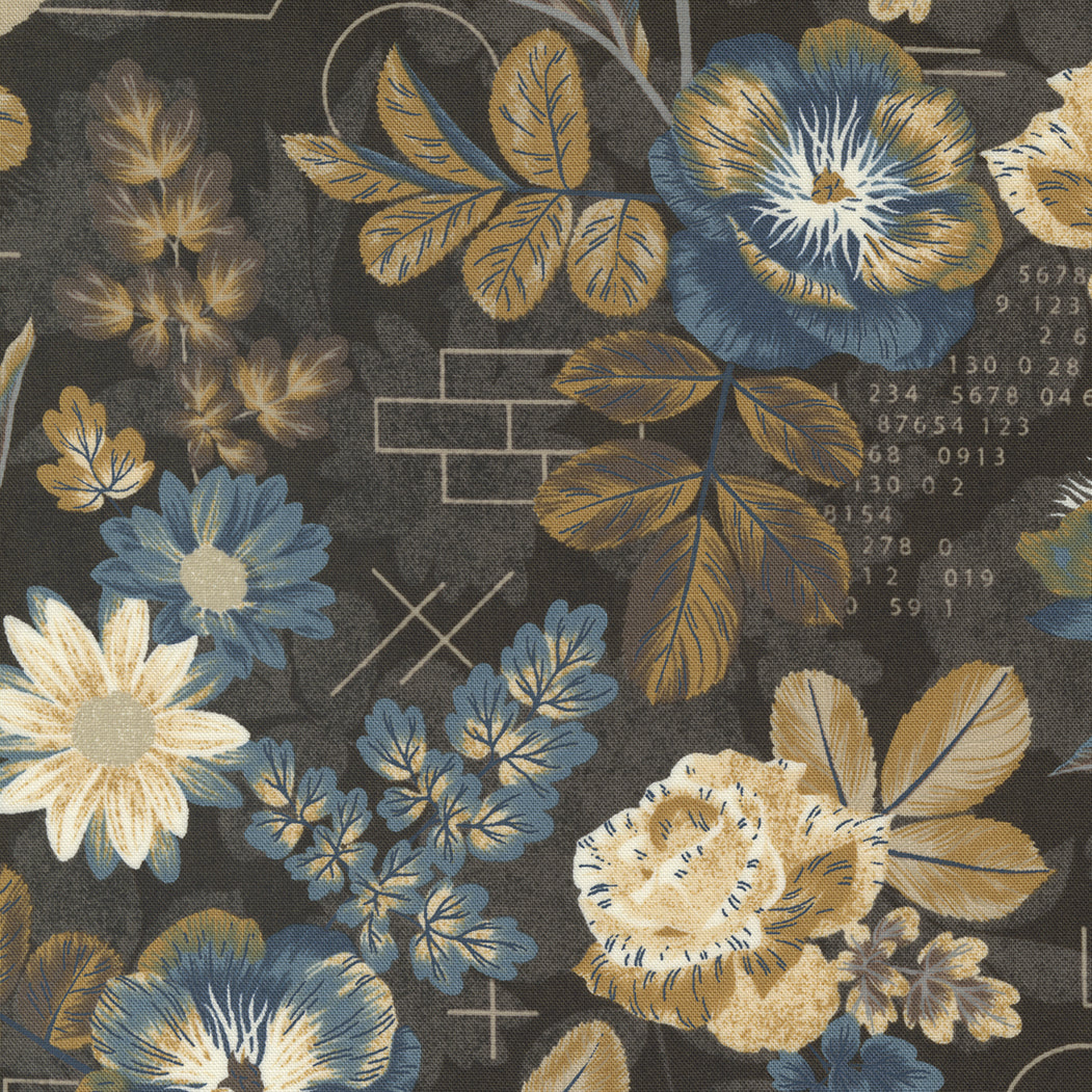 BasicGrey - Decorum 30680-12 Grace Grounded Floral Charcoal cotton fabric