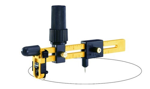 Olfa CMP-3 ympyräleikkuri – ergonominen pyöröleikkuri tarkkaan ympyröiden leikkaamiseen ø 3,81–22,25 cm.